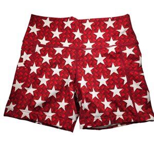 CVG shorts red brick white stars M exercise fitness yoga running pockets